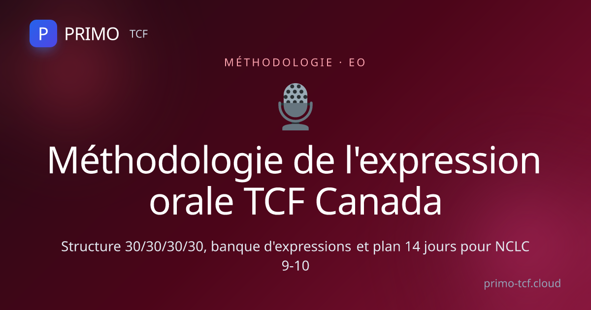 Méthodologie Expression Orale TCF Canada PDF — méthode complète NCLC 9 ...